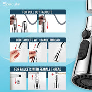 Flexible Faucet Splash Head with Dual Spray, Strong Flow & Easy Kitchen Sink Extension - by Specule